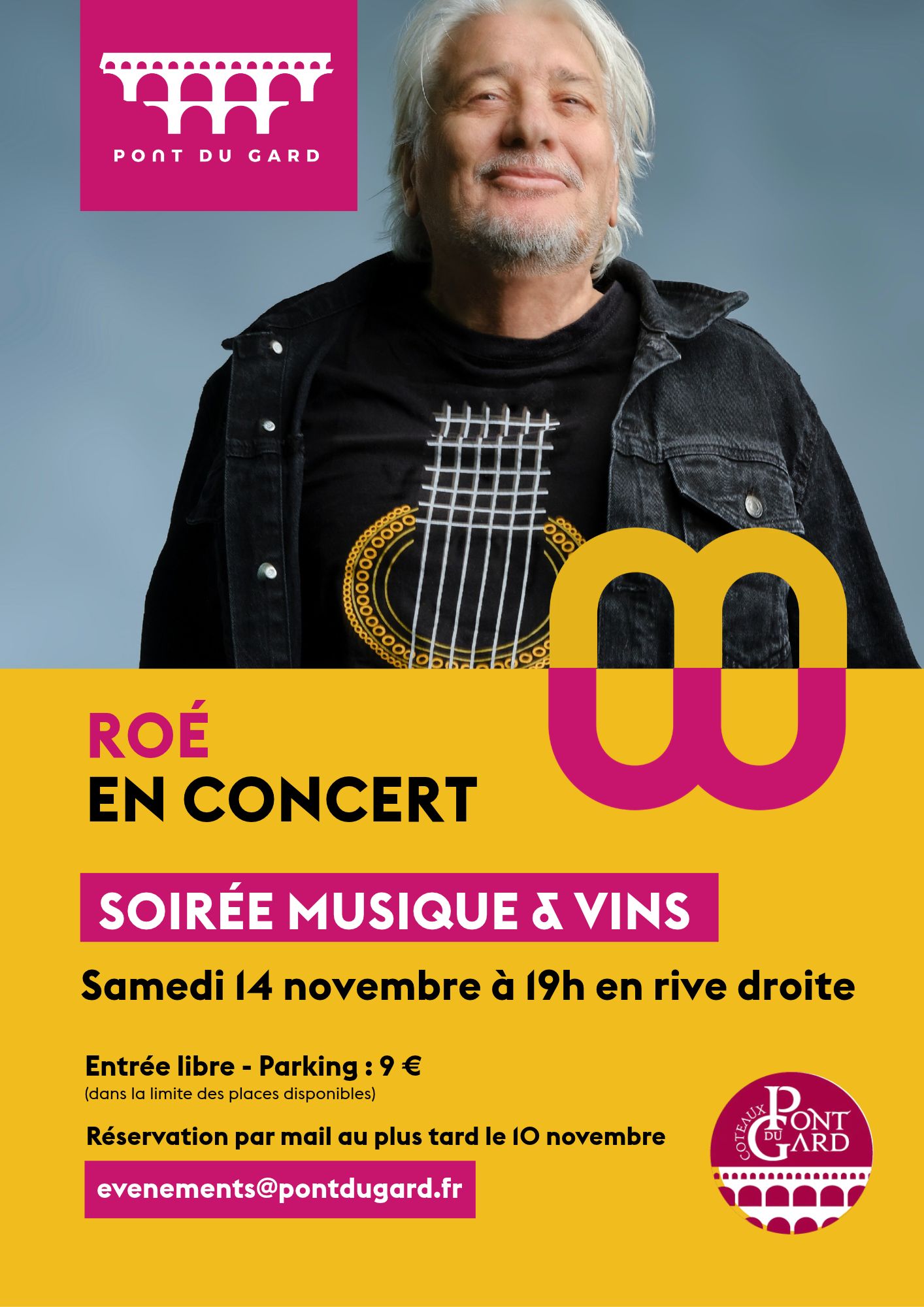 soirée musique et vin avec un concert de l'artiste Roé